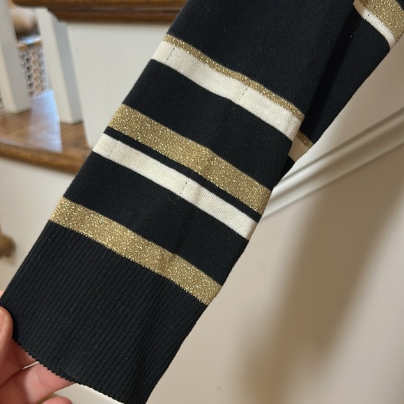 Escada Black and Gold Glittery Striped  Sweater Top - Picture 7 of 12